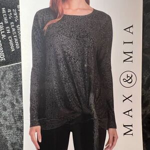 NWT! Max & Mia Cozy Twist Front Tunic in Heather Charcoal Animal Print XXL